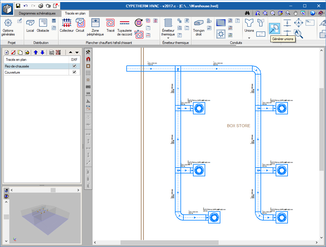 CYPETHERM HVAC - Génération automatique d’unions de conduits